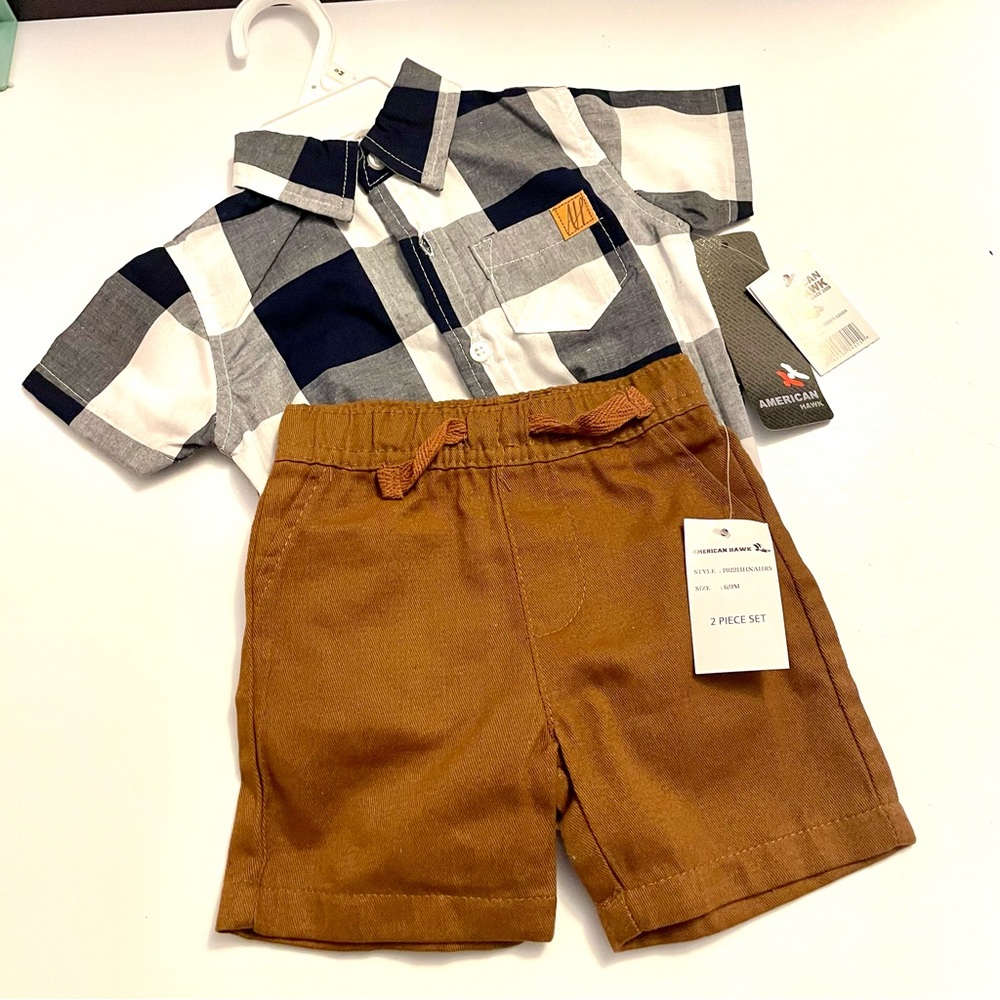 Cute matching set by American Hawk.  Size 6-9 months.